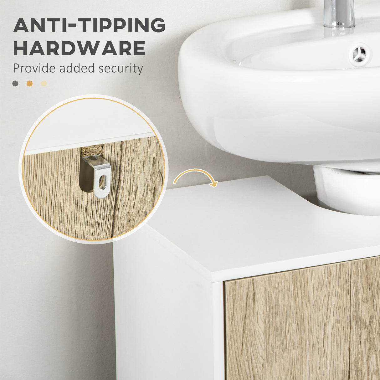 easycomfort easycomfort mobile bagno sotto lavabo a 2 ante con ripiano interno in truciolato e acciaio 60x30x60 cm bianco e rovere