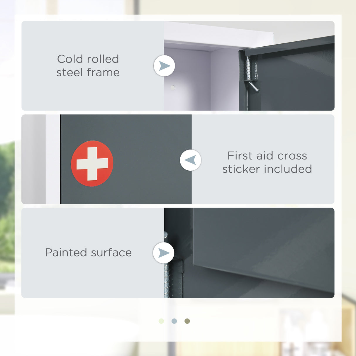 easycomfort easycomfort armadietto medicinali con 3 ripiani e blocco con chiavi in acciaio 40x15x53 5cm bianco e grigio