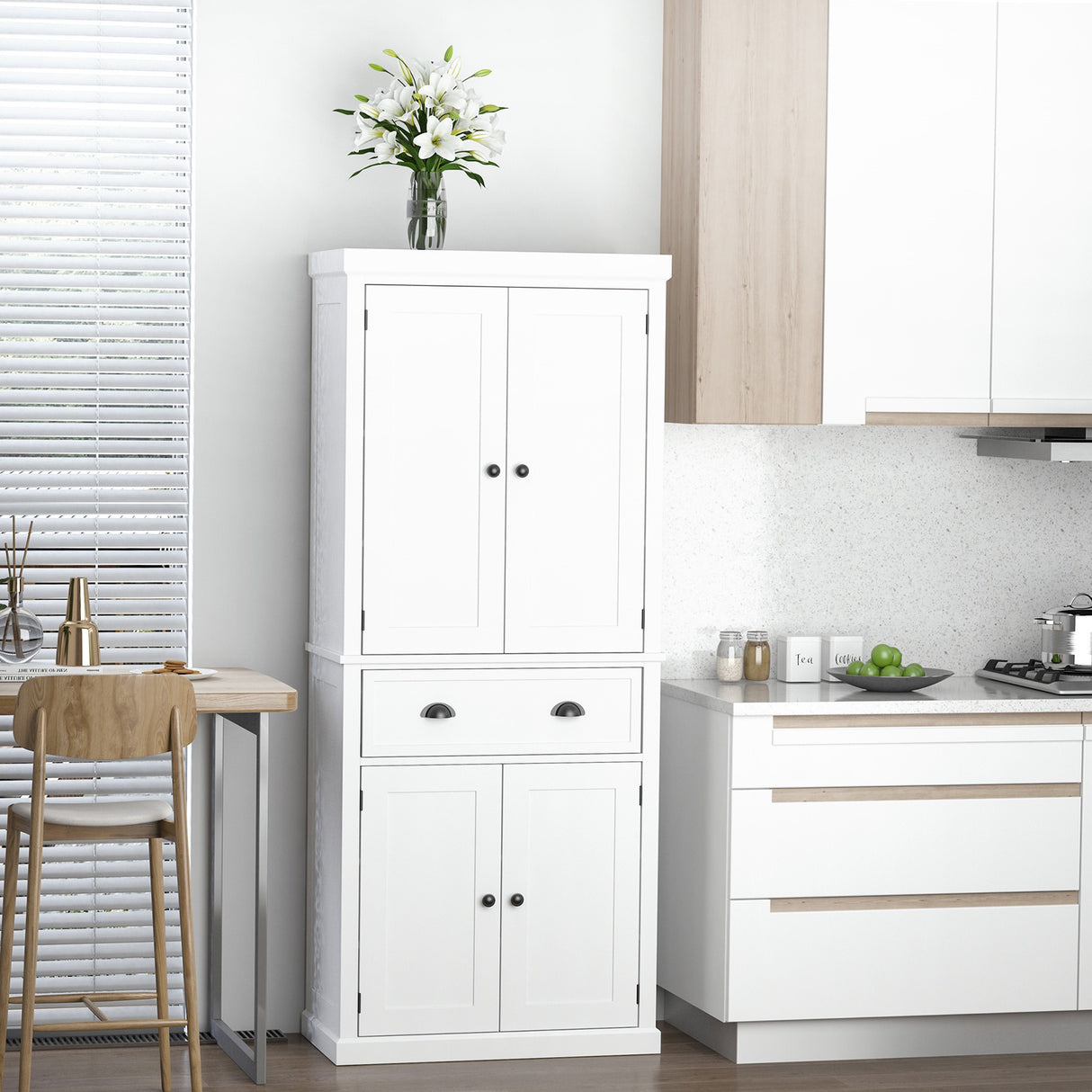 easycomfort easycomfort mobile cucina con armadietto superiore e inferiore e cassetto centrale in legno 76x40 5x184 cm bianco