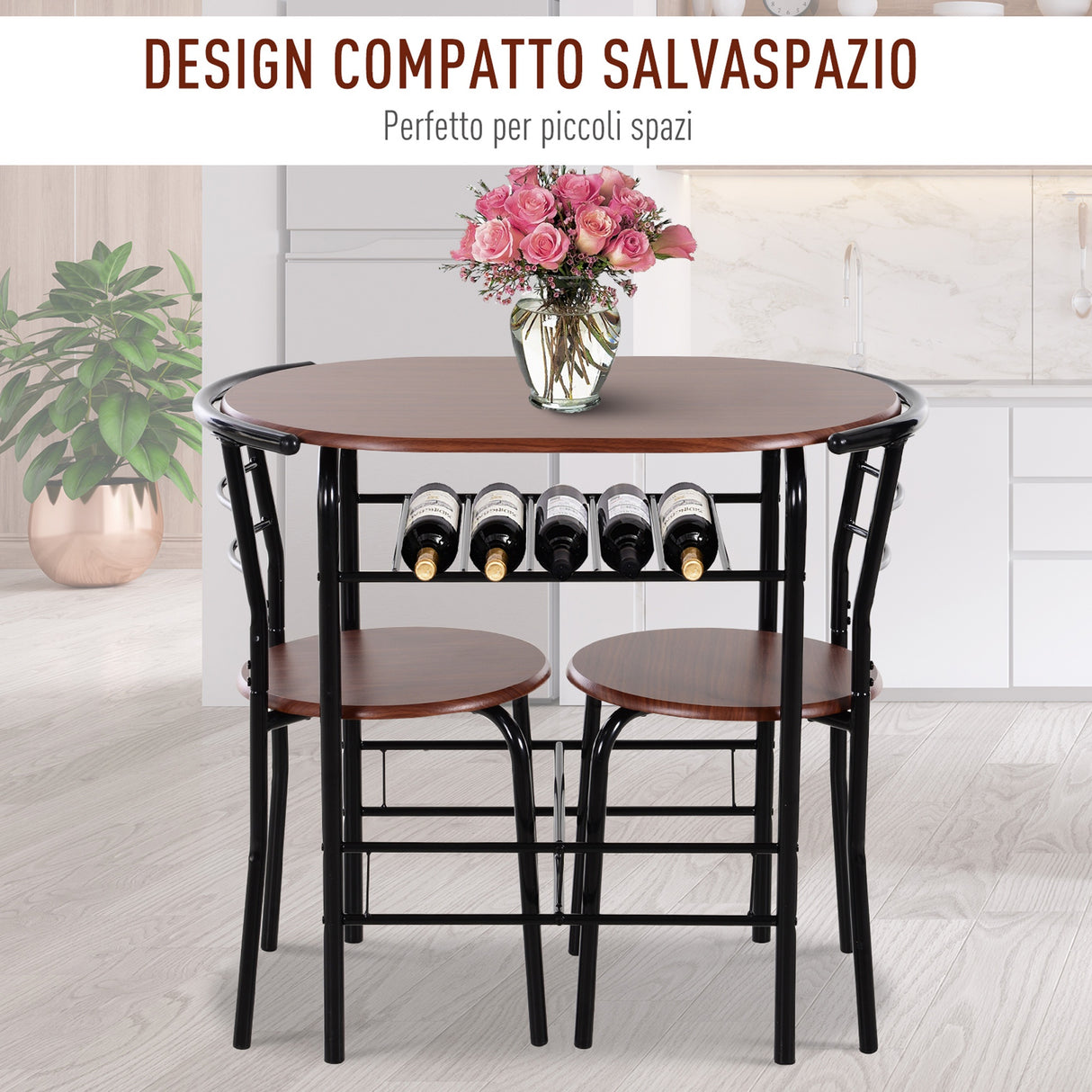 easycomfort easycomfort set tavolo moderno con 2 sedie per sala da pranzo set 3 pezzi mobili salvaspazio da cucina balcone ristorante o bar marrone e nero ean 8054111847506