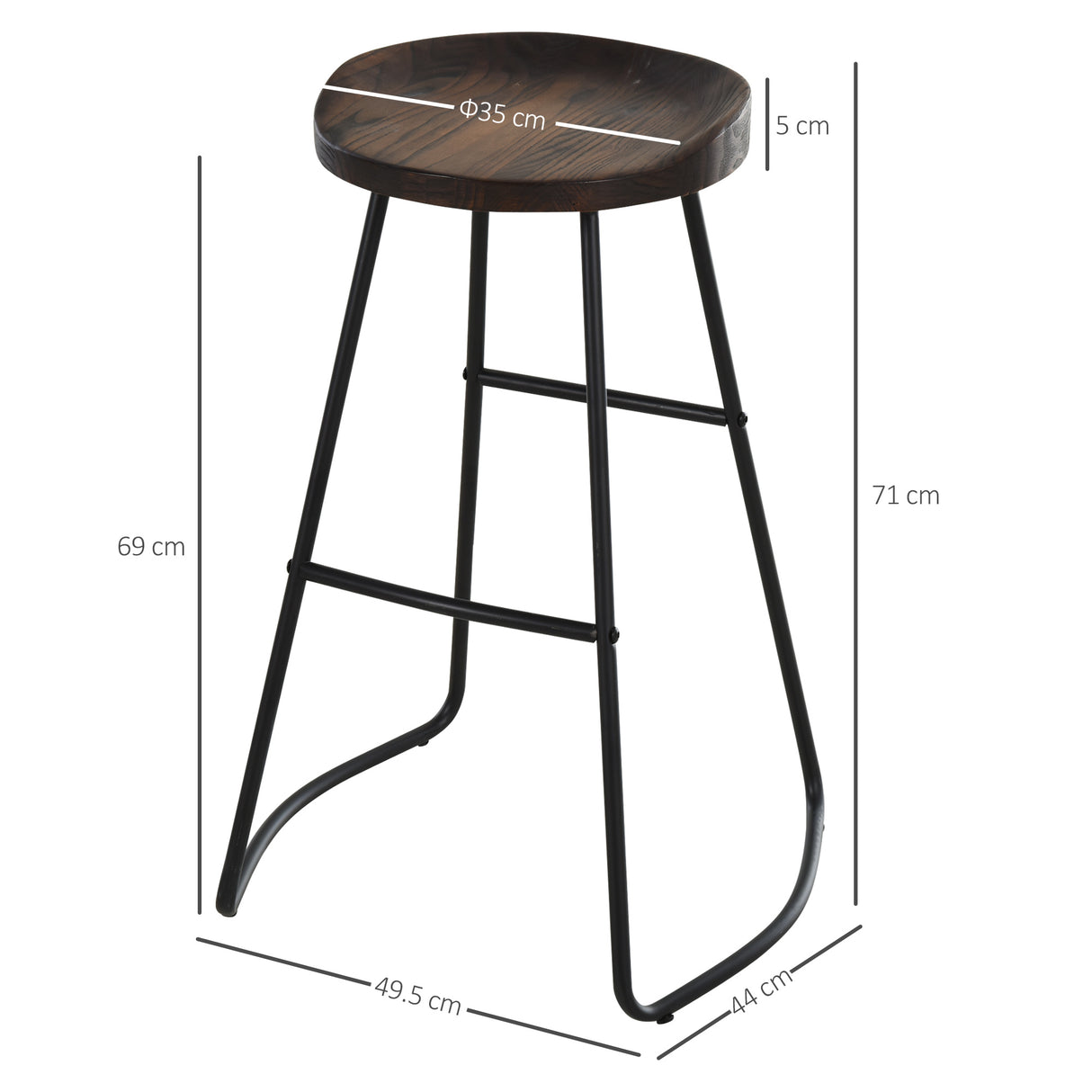 easycomfort easycomfort set 2 sgabelli alti da bar stile industriale in acciaio nero e legno ean 8055776915043