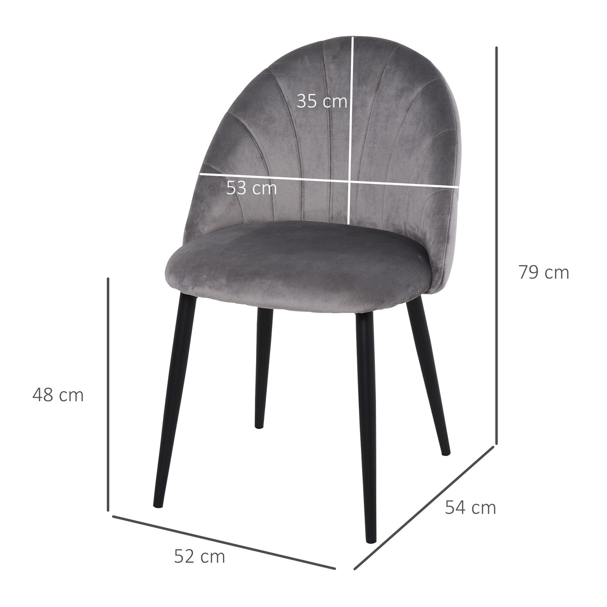 easycomfort easycomfort set 2 sedie sala da pranzo e soggiorno imbottite design nordico ed ergonomico in metallo e velluto 52x54x79 cm grigio ean 8055776910635