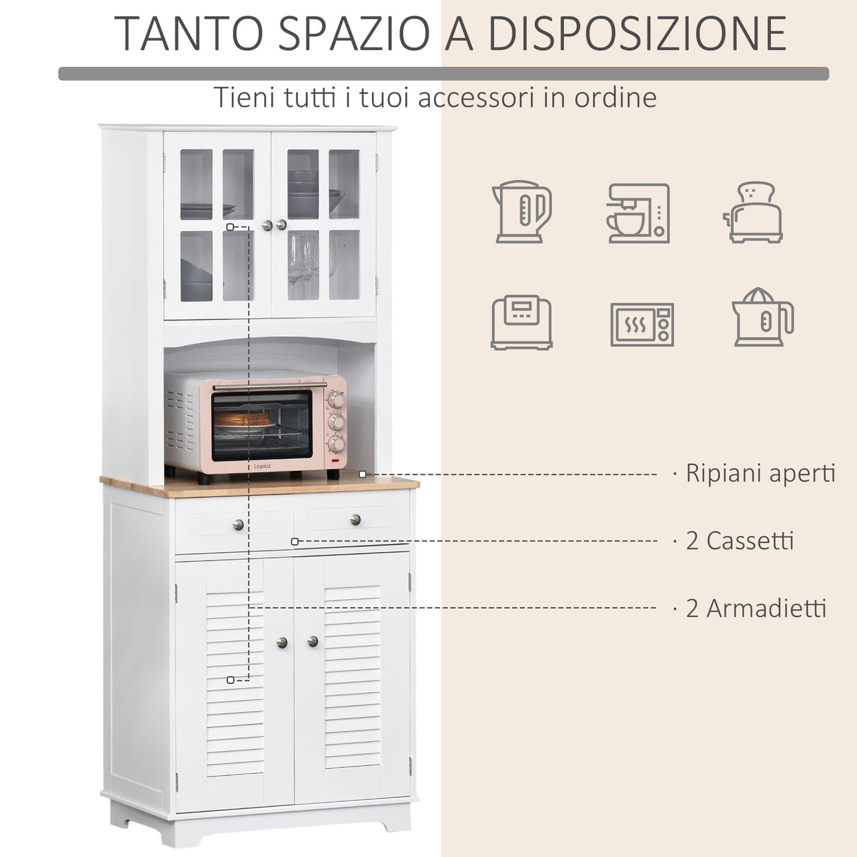 easycomfort easycomfort credenza alta per cucina mobile buffet in legno bianco armadio dispensa in stile classico bianco 68x39 5x170cm ean 8054144135472