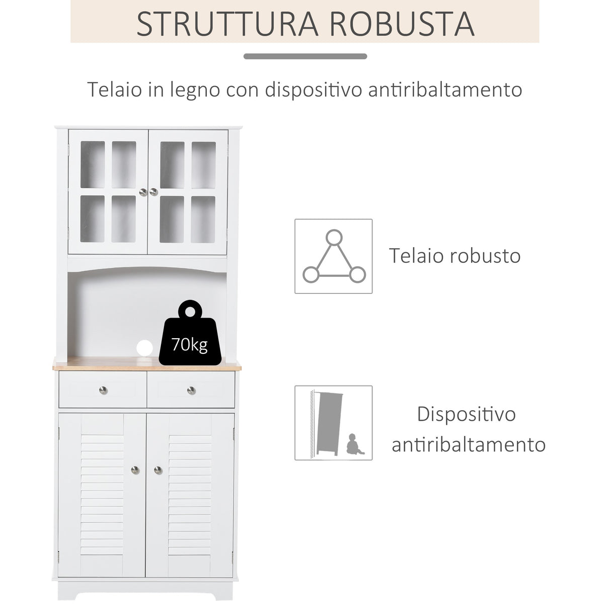 easycomfort easycomfort credenza alta per cucina mobile buffet in legno bianco armadio dispensa in stile classico bianco 68x39 5x170cm ean 8054144135472