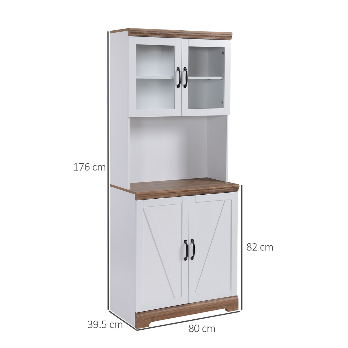 easycomfort easycomfort dispensa cucina in mdf con armadietto superiore e inferiore a 2 ante e piano di lavoro 72x40x178 cm