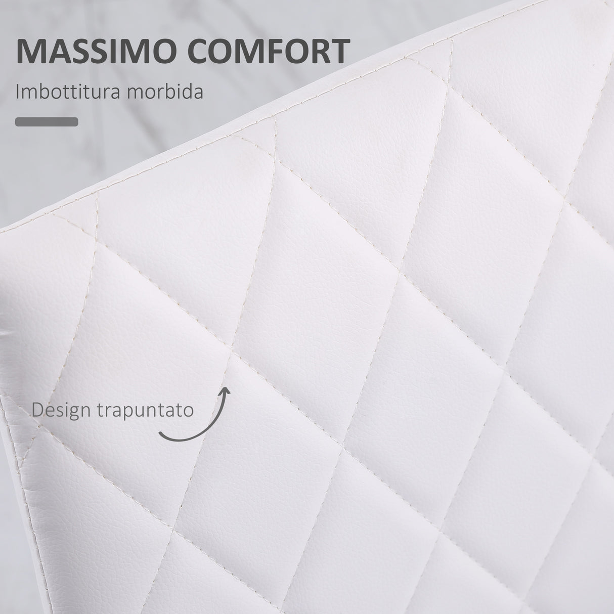 easycomfort easycomfort set 4 sedie imbottite per sala da pranzo con rivestimento in similpelle 41x50x91cm bianco