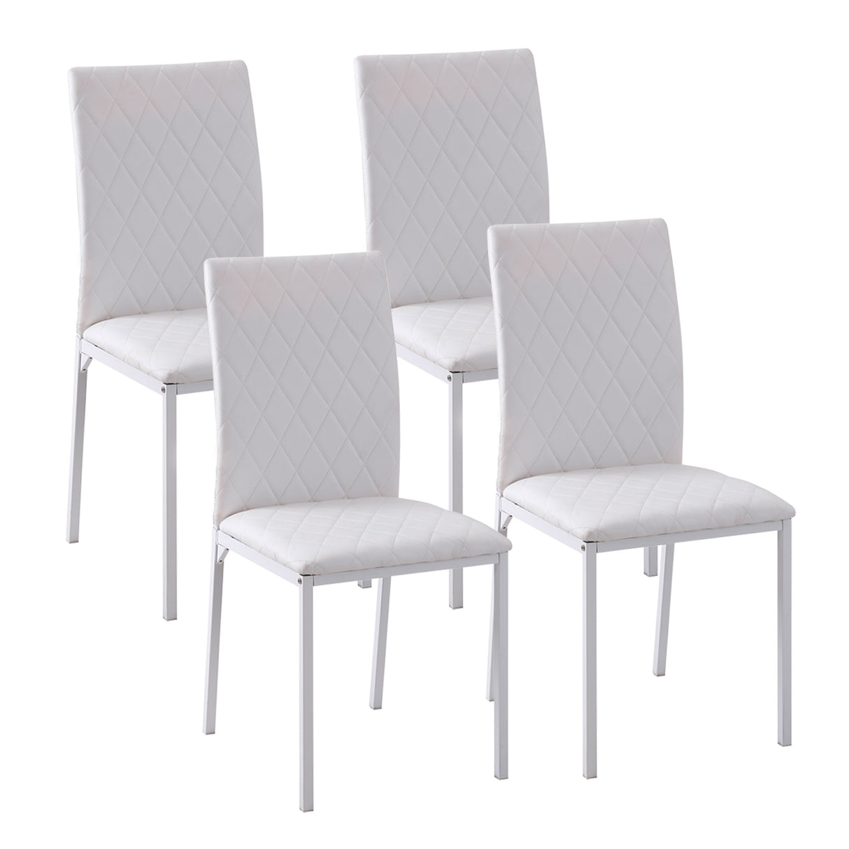 easycomfort easycomfort set 4 sedie imbottite per sala da pranzo con rivestimento in similpelle 41x50x91cm bianco