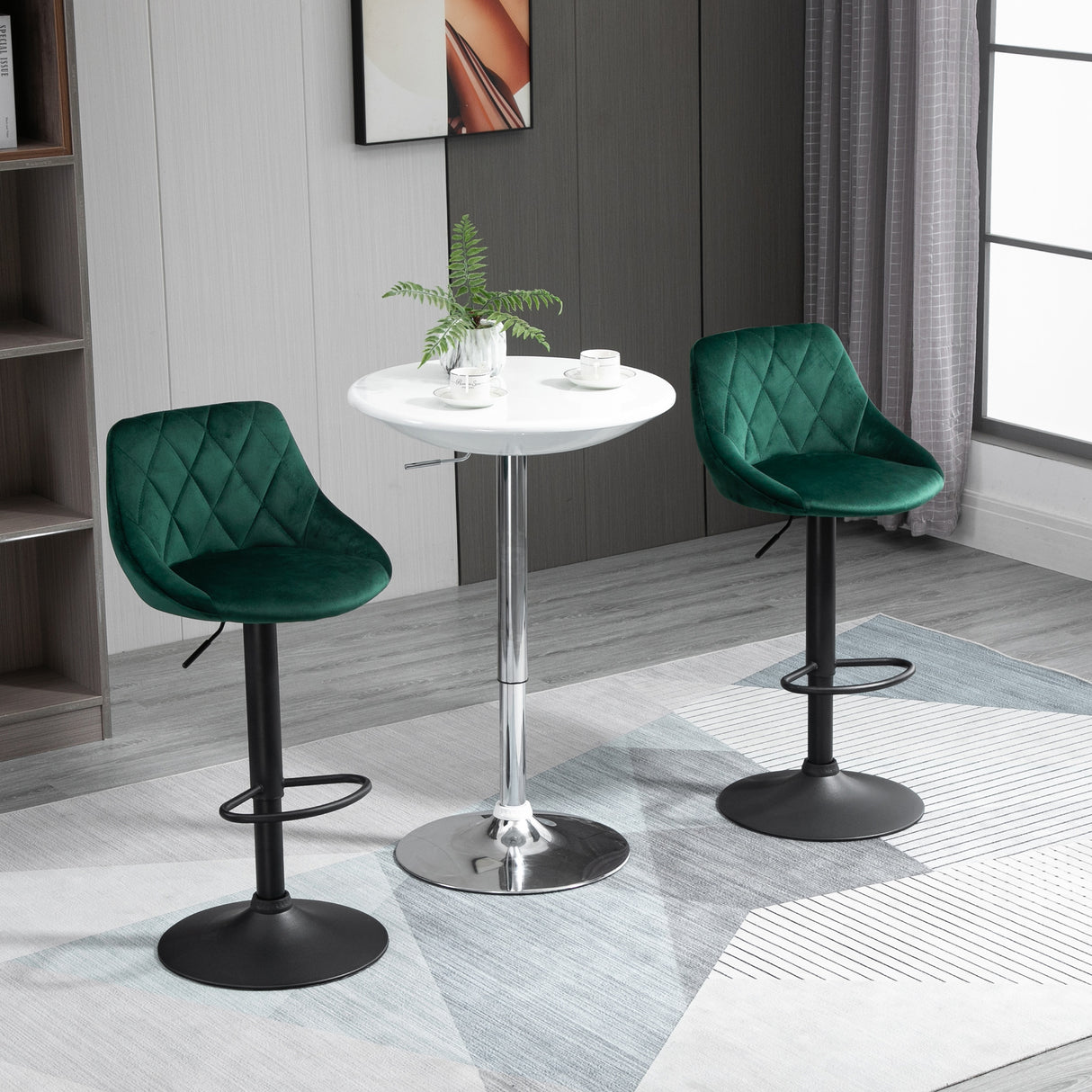 easycomfort easycomfort set 2 sgabelli da bar altezza regolabile con base in metallo e seduta in velluto sgabelli moderni con schienale e poggiapiedi 46x48x83 104 cm verde
