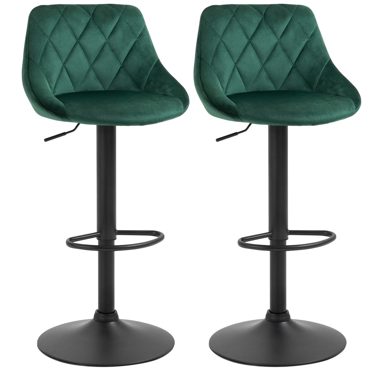 easycomfort easycomfort set 2 sgabelli da bar altezza regolabile con base in metallo e seduta in velluto sgabelli moderni con schienale e poggiapiedi 46x48x83 104 cm verde