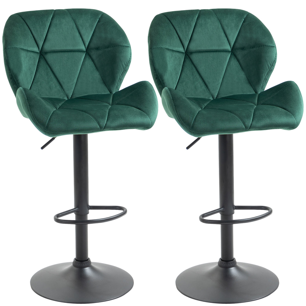 easycomfort easycomfort set 2 sgabelli da bar altezza regolabile con base in metallo e seduta in velluto sgabelli moderni con schienale e poggiapiedi 46x48x83 104cm verde