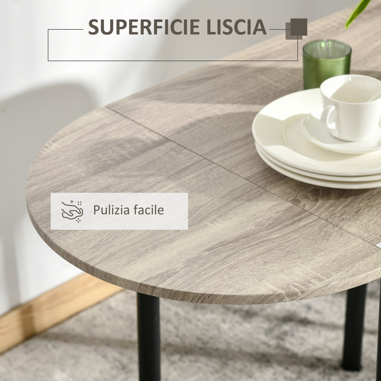 easycomfort easycomfort set da pranzo 3 pezzi con 2 sedie e 1 tavolo da pranzo ovale in mdf e acciaio per spazi limitati