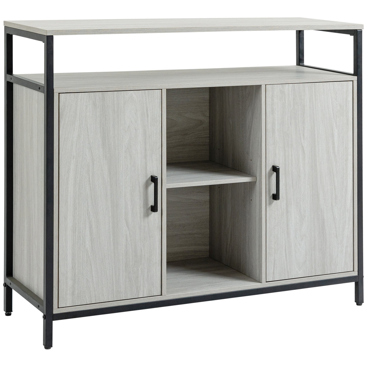 easycomfort easycomfort credenza moderna in legno con 2 armadietti e ripiani mobile cucina e per ingresso grigio chiaro 100x34x87 2cm