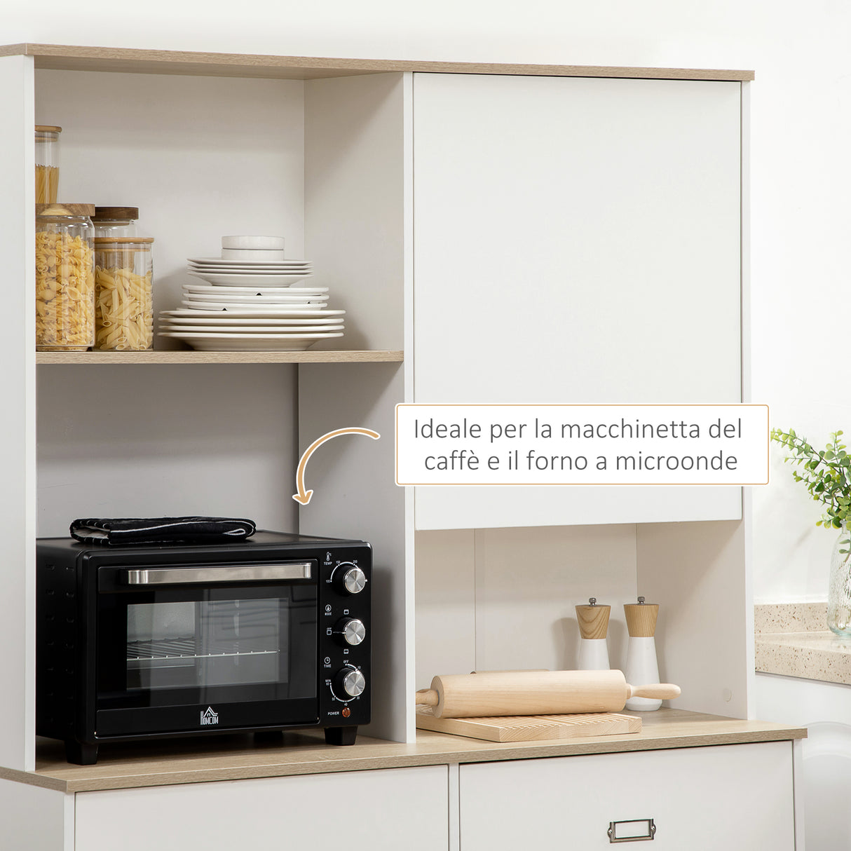 easycomfort easycomfort dispensa cucina in truciolato e mdf con ripiani aperti armadietti e cassetto 119x41x180 cm bianco