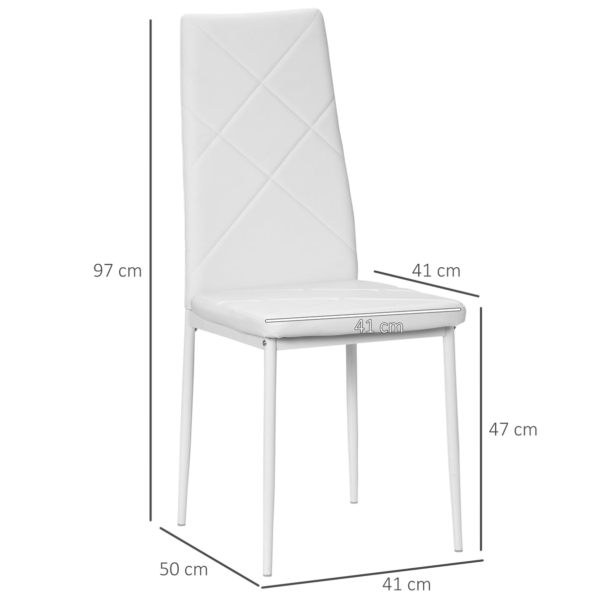 easycomfort easycomfort set di 4 sedie da pranzo con schienale alto in finta pelle e acciaio 41x50x97cm bianco