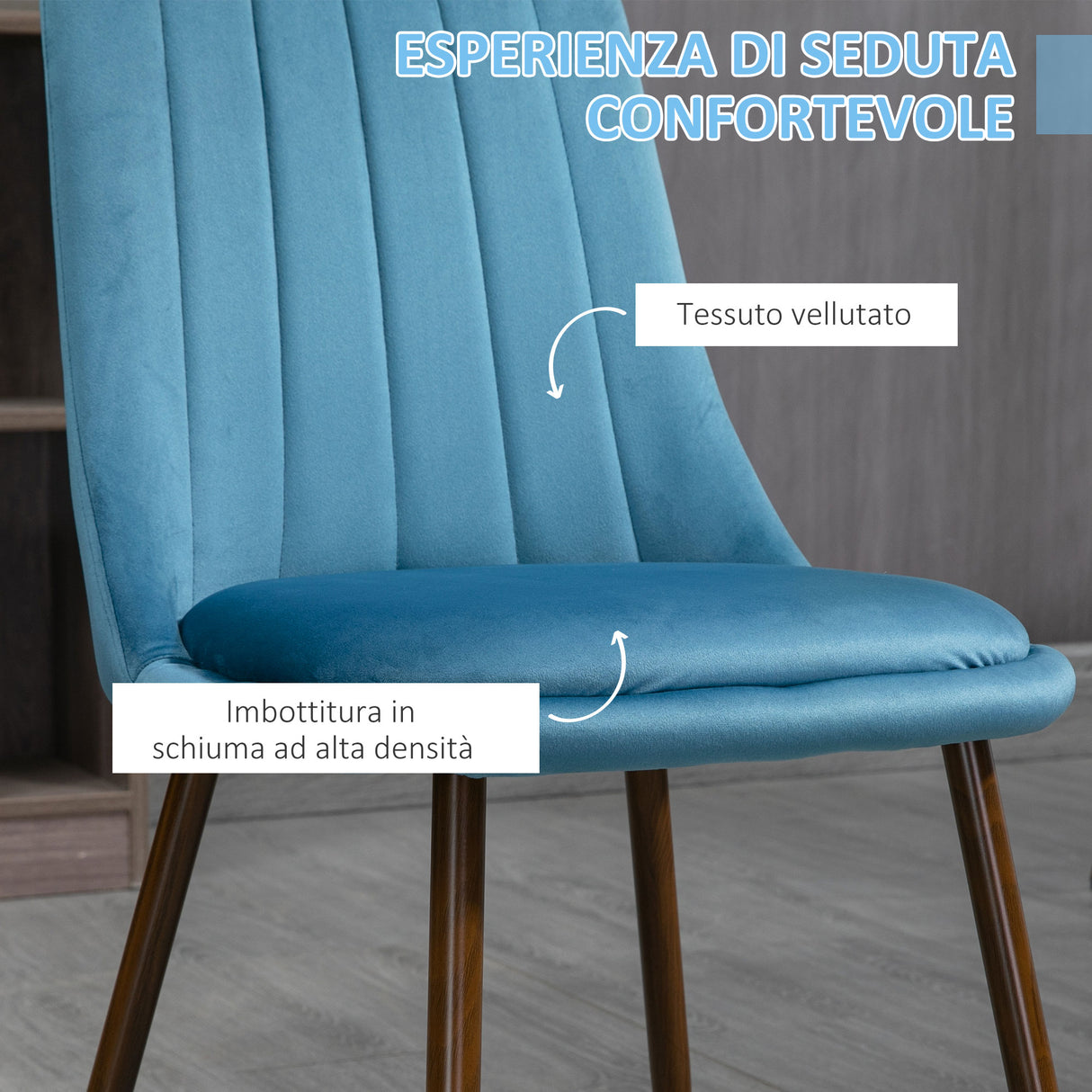 easycomfort easycomfort sedie da cucina imbottite set 4 pezzi in poliestere e acciaio 47x55x86 cm blu