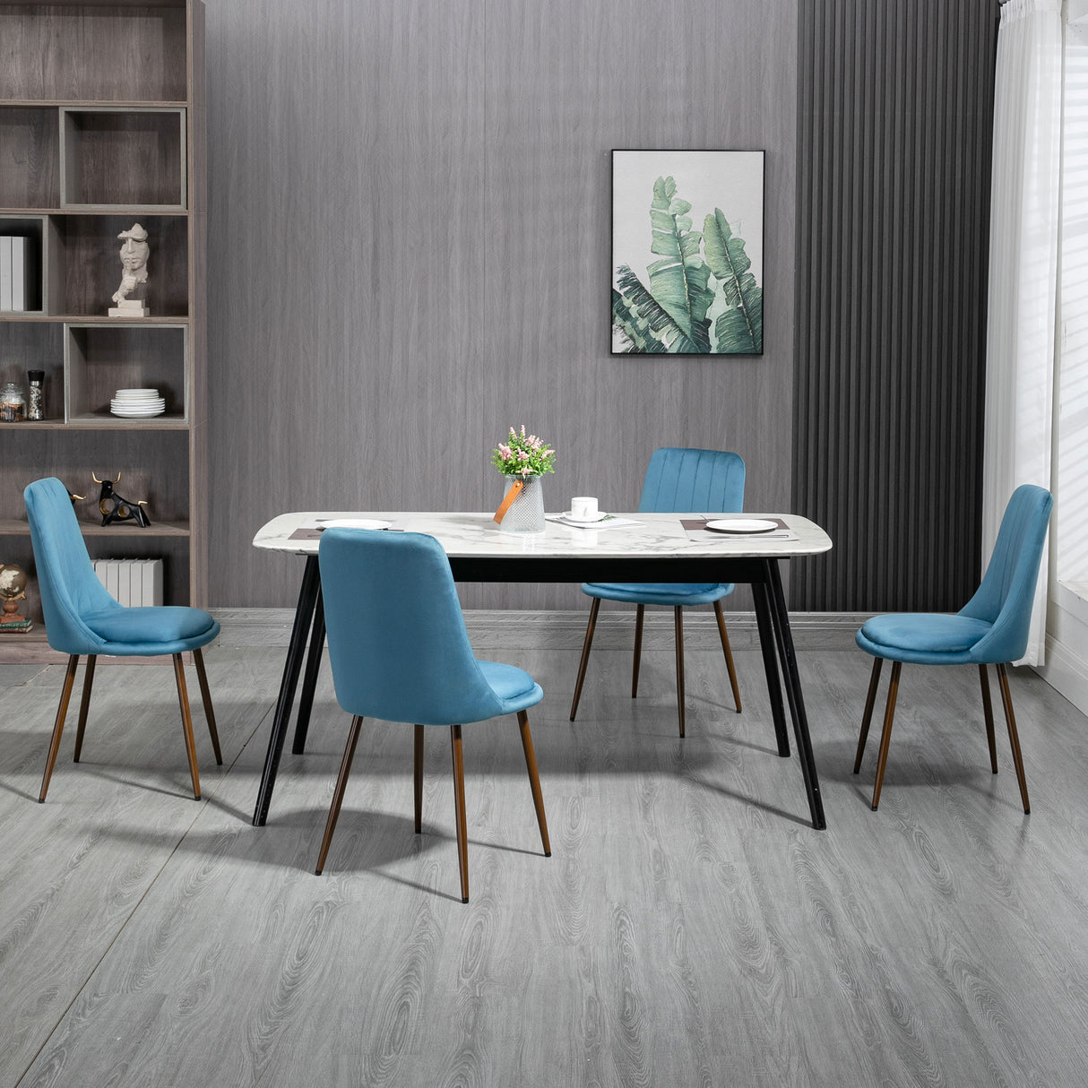 easycomfort easycomfort sedie da cucina imbottite set 4 pezzi in poliestere e acciaio 47x55x86 cm blu