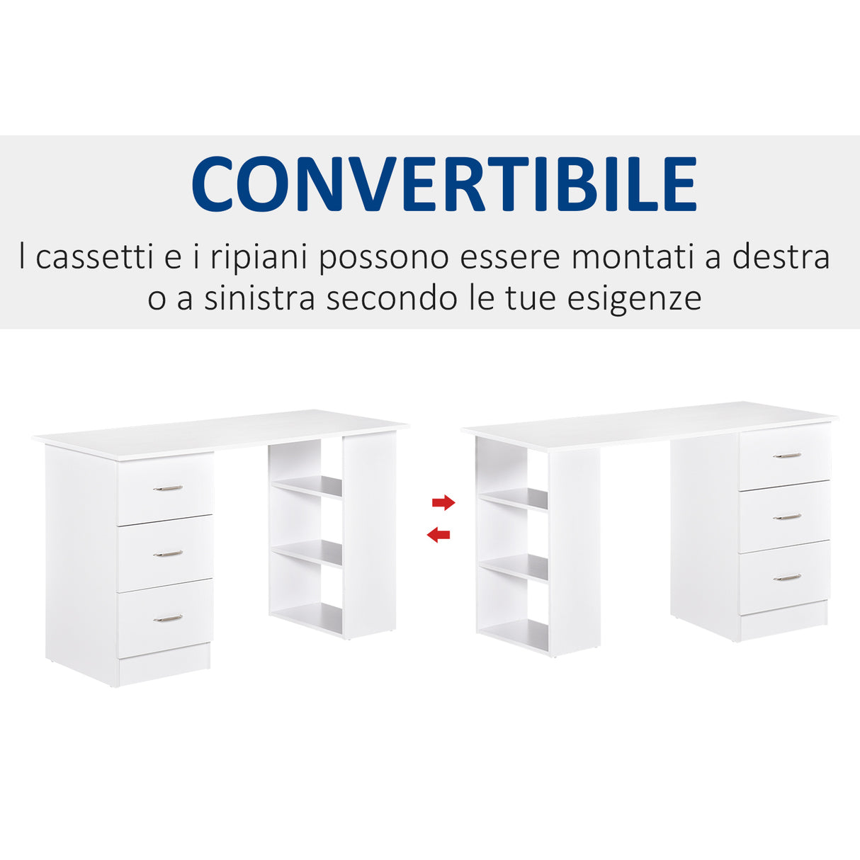 easycomfort easycomfort scrivania porta pc con 3 cassetti e 3 ripiani scrivania per camera e ufficio in legno 120x49x72cm bianco ean 8054111847582