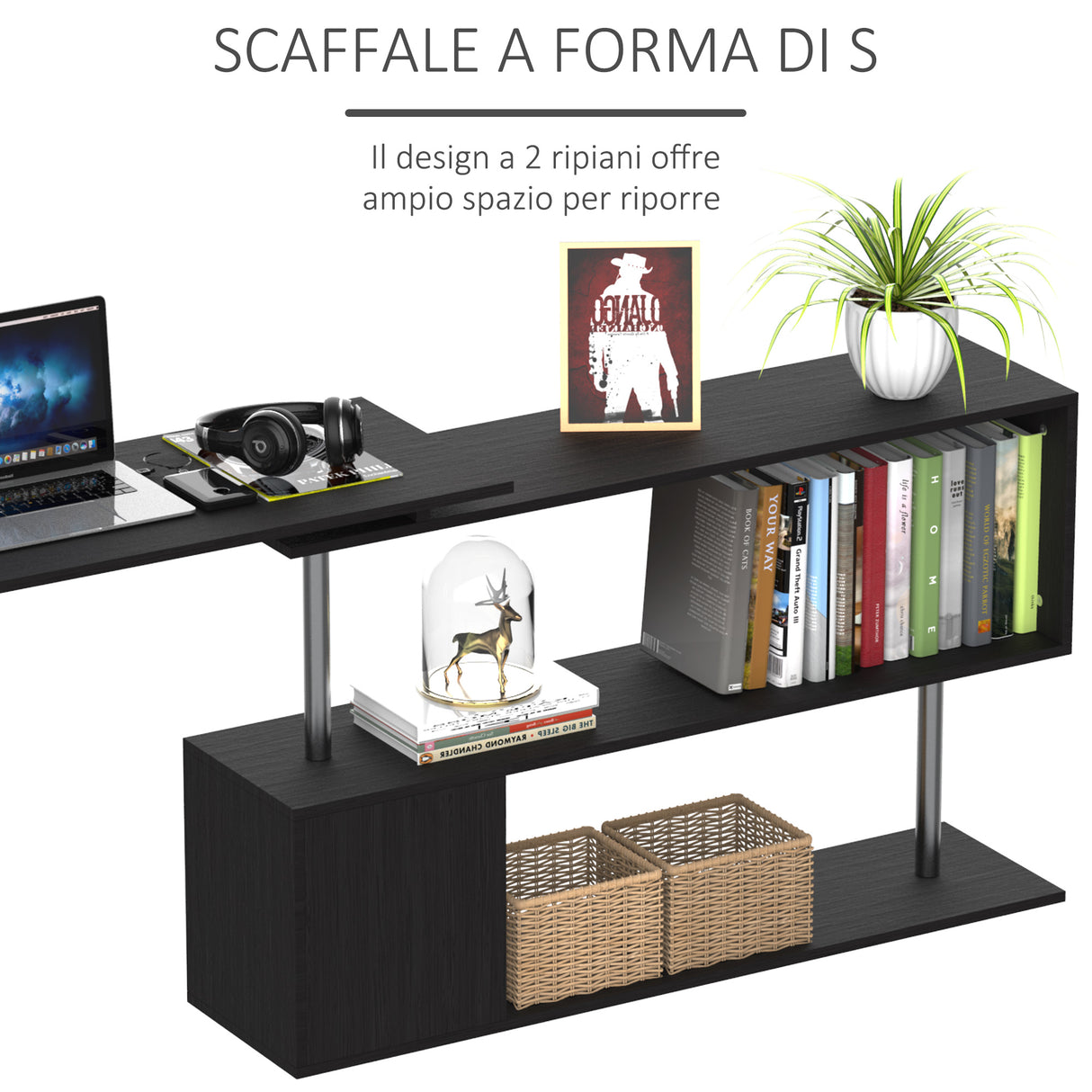 easycomfort easycomfort scrivania angolare per computer con scaffali girevole a 360forma l in legno ean 8054111846684