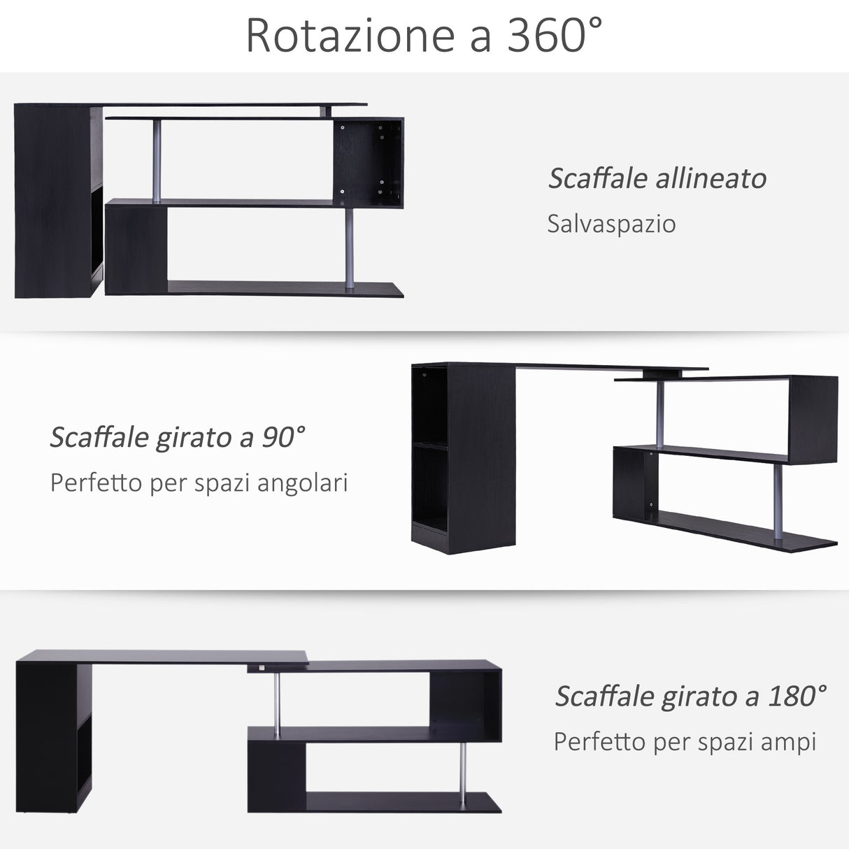 easycomfort easycomfort scrivania angolare per computer con scaffali girevole a 360forma l in legno ean 8054111846684