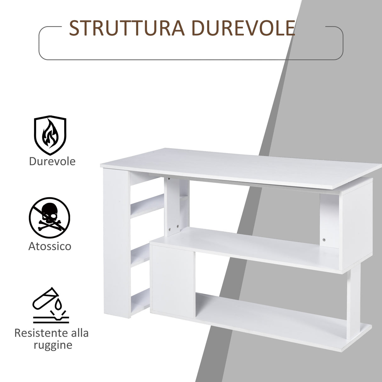 easycomfort easycomfort scrivania ad angolo con 5 ripiani 120 x 100 x 74 5cm bianca ean 8054111845861