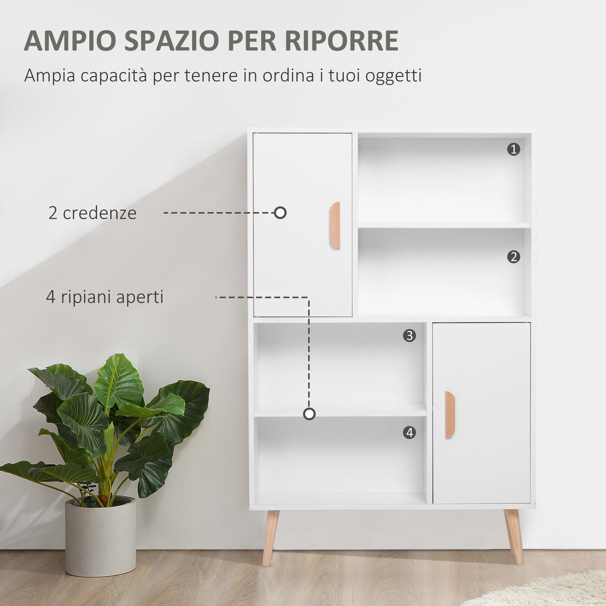 easycomfort easycomfort libreria scaffale multifunzionale salvaspazio con 2 porte da soggiorno pannelli particelle 80 x 23 5 x 123cm bianco ean 8054144132976