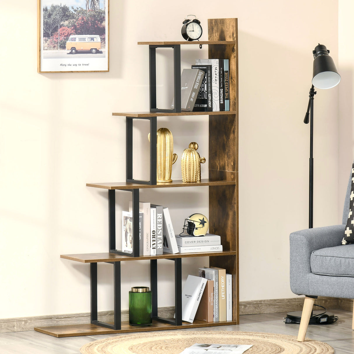 easycomfort easycomfort libreria stile industriale 5 livelli 102 x 30 x 160 cm ean 8054111844178