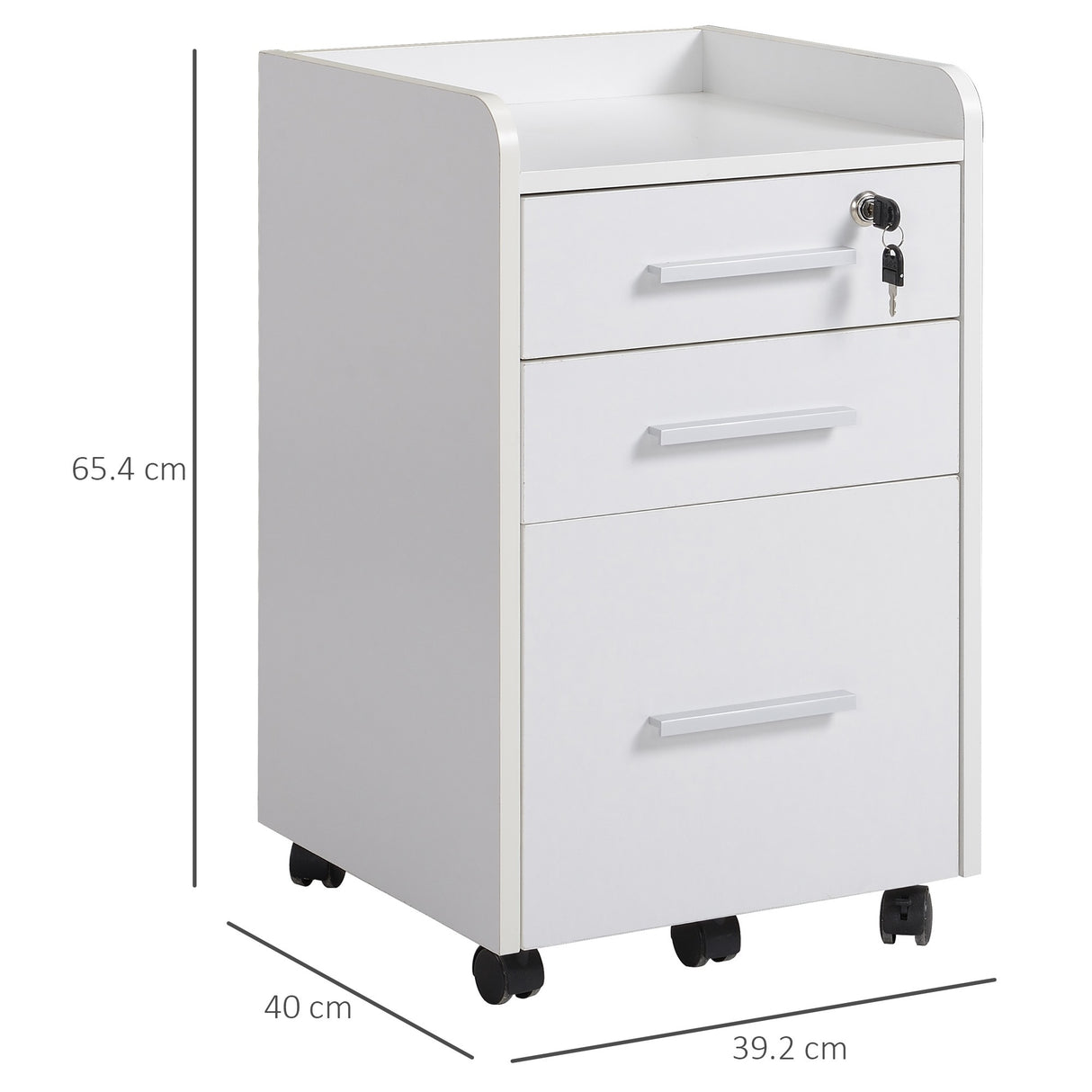 easycomfort easycomfort cassettiera portadocumento da ufficio bianca in legno 3 cassetti con chiavi e 5 ruote 39 2 x 40 x 65 4cm ean 8054144130576