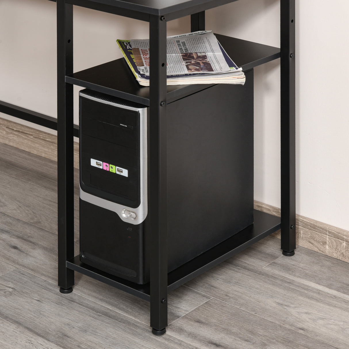 easycomfort easycomfort scrivania angolare per computer stile industriale con ripiano laterale nera ean 8054144130255