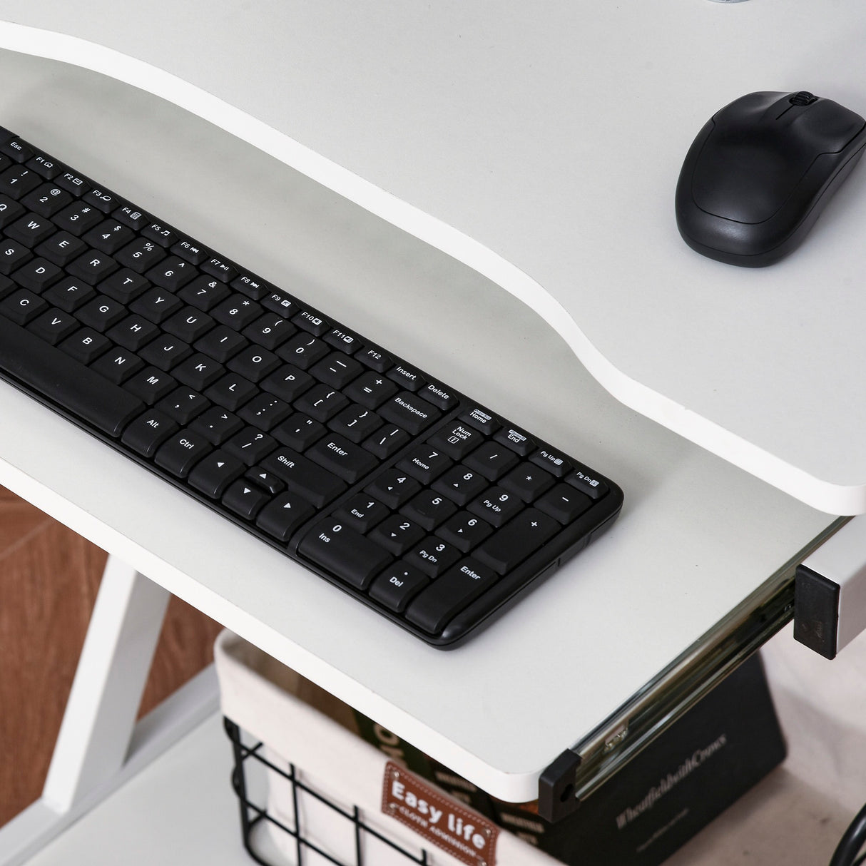 easycomfort easycomfort tavolo scrivania porta pc piano tastiera a scomparsa e 4 ruote bianco ean 8054111843423