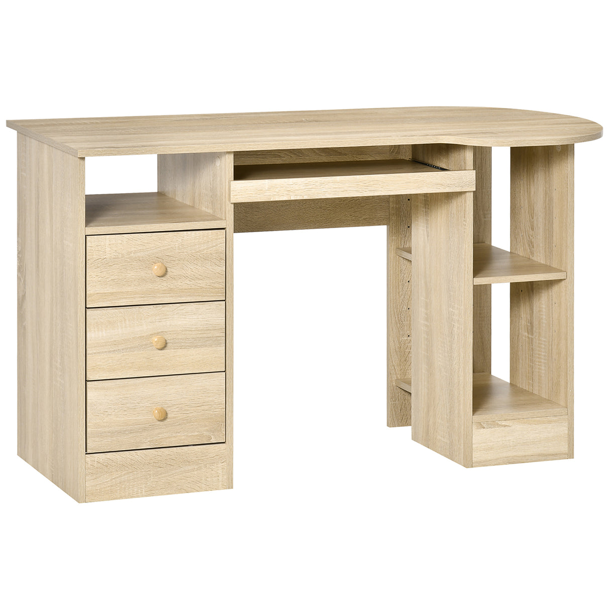 easycomfort easycomfort scrivania da pc per ufficio con scaffali cassetti e ripiano testiera in legno 125x60x74cm