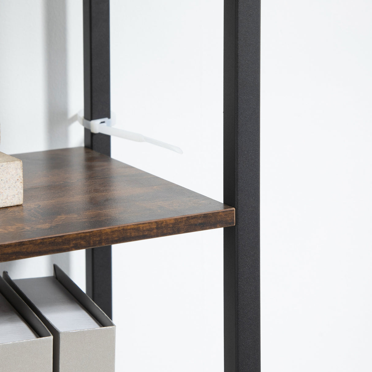 easycomfort easycomfort libreria stile industriale con 4 ripiani e 2 armadietti 90x30x159 5cm nero e marrone