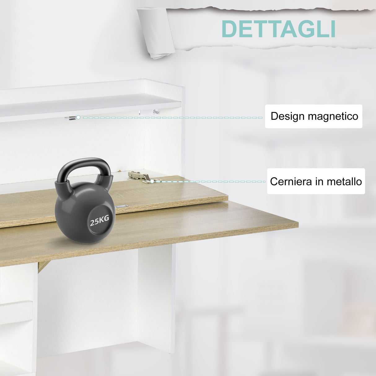easycomfort easycomfort scrivania a muro pieghevole e salvaspazio con ripiani per casa e ufficio in truciolato 100x18x74 cm