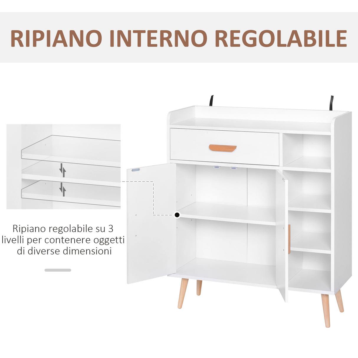 easycomfort easycomfort mobiletto con piedini in legno di pino bianco 80 x 29 5 x 96cm ean 8054111848046