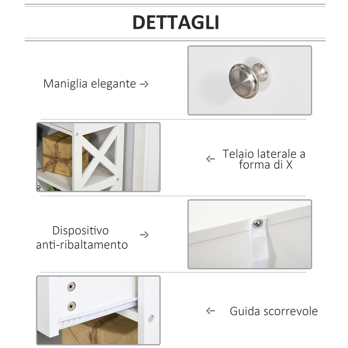 easycomfort easycomfort tavolo consolle con 2 cassetti e 2 mensole mobile da ingresso e soggiorno in mdf 100x30 5x80cm bianco ean 8054144133713