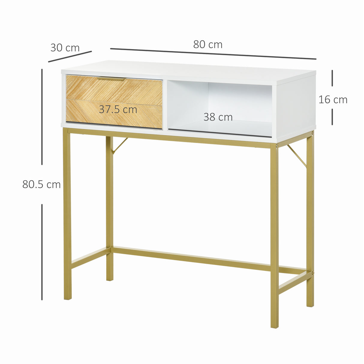 easycomfort easycomfort tavolo consolle in legno consolle da ingresso o salotto con design moderno bianco e oro 80x30x80 5cm