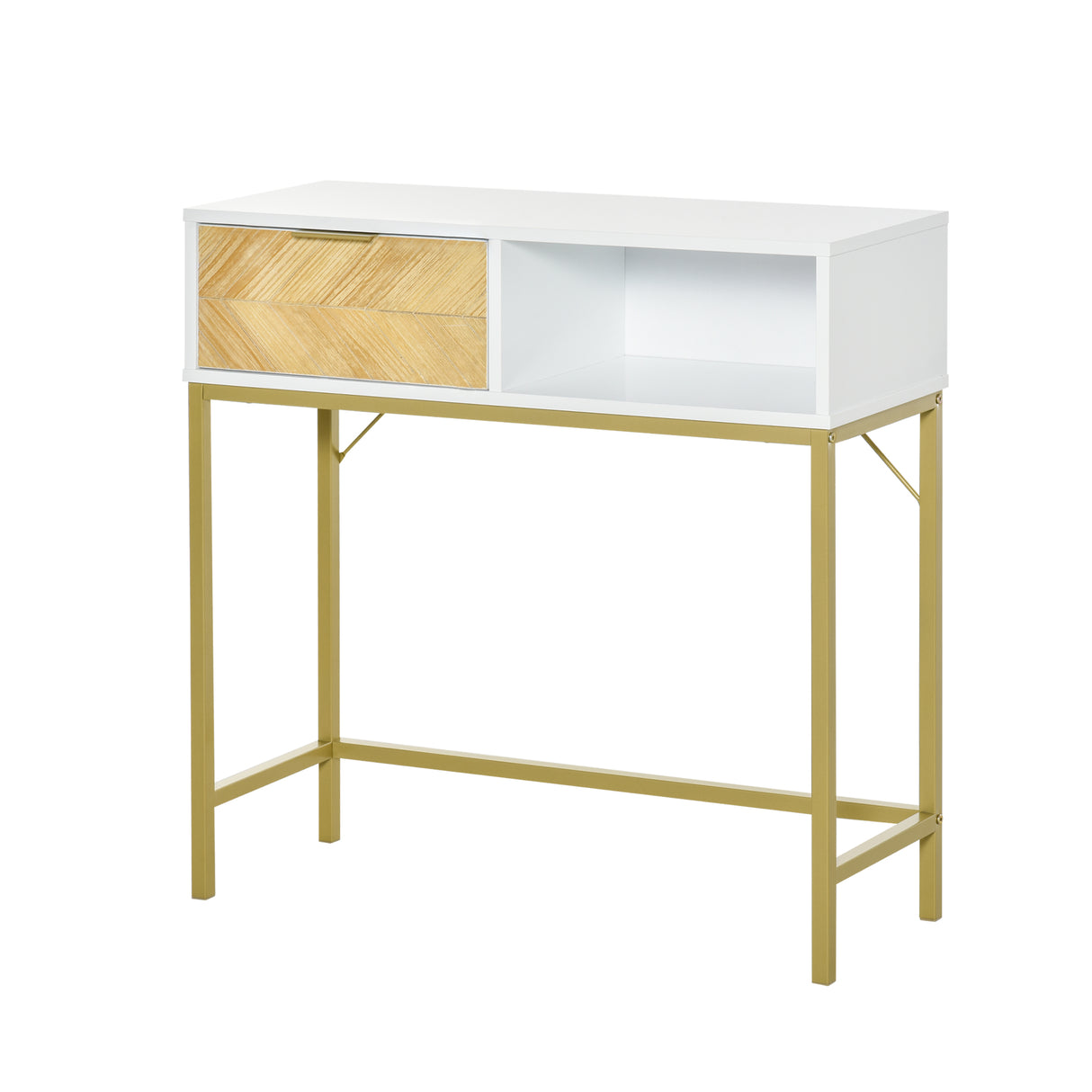 easycomfort easycomfort tavolo consolle in legno consolle da ingresso o salotto con design moderno bianco e oro 80x30x80 5cm