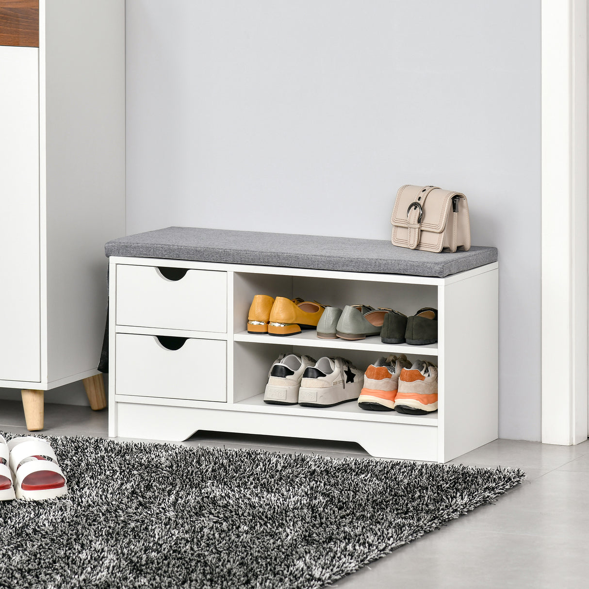 easycomfort easycomfort scarpiera salvaspazio panca scarpiera in legno mobile scarpiera da ingresso bianca 80 5x30 5x43 5cm
