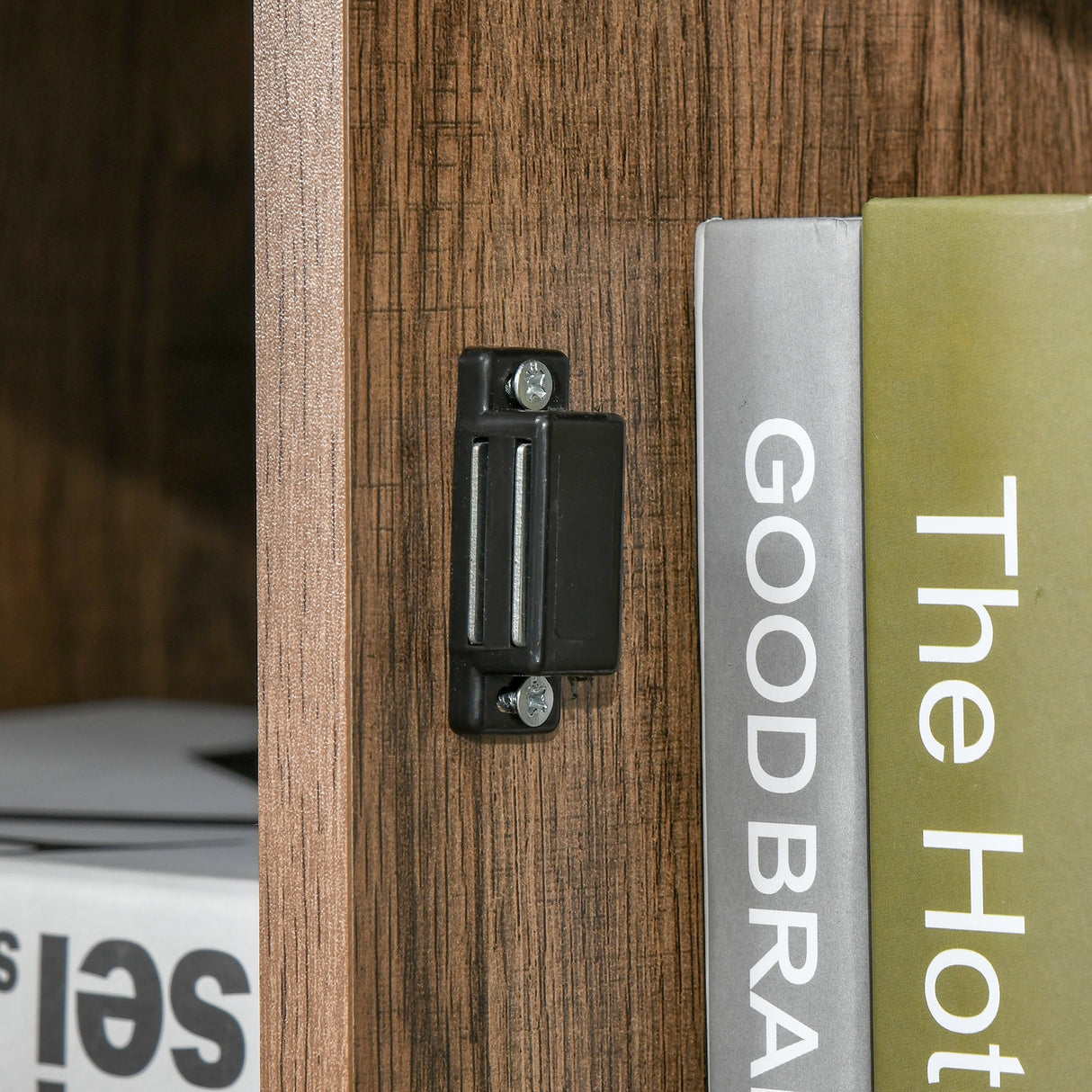 easycomfort easycomfort mobiletto multiuso con ripiani e armadietto in legno con anta in metallo mobile per soggiorno e cucina 80x35x82cm marrone grigio