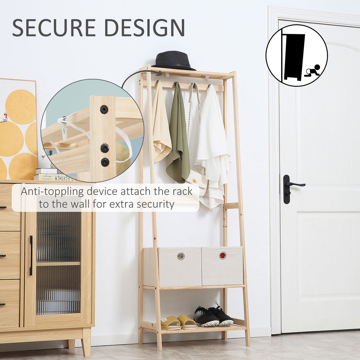 easycomfort easycomfort appendiabiti multifunzione per ingresso soggiorno e camera da letto legno naturale