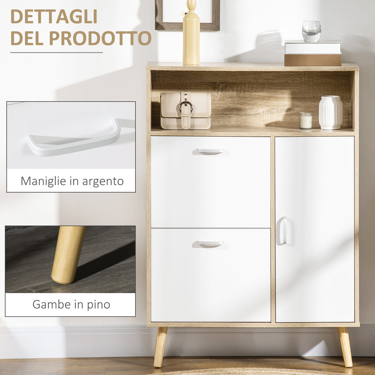 easycomfort easycomfort scarpiera salvaspazio per 8 paia di scarpe con 2 ante e armadietto 80x25 5x112 5cm grigio e bianco