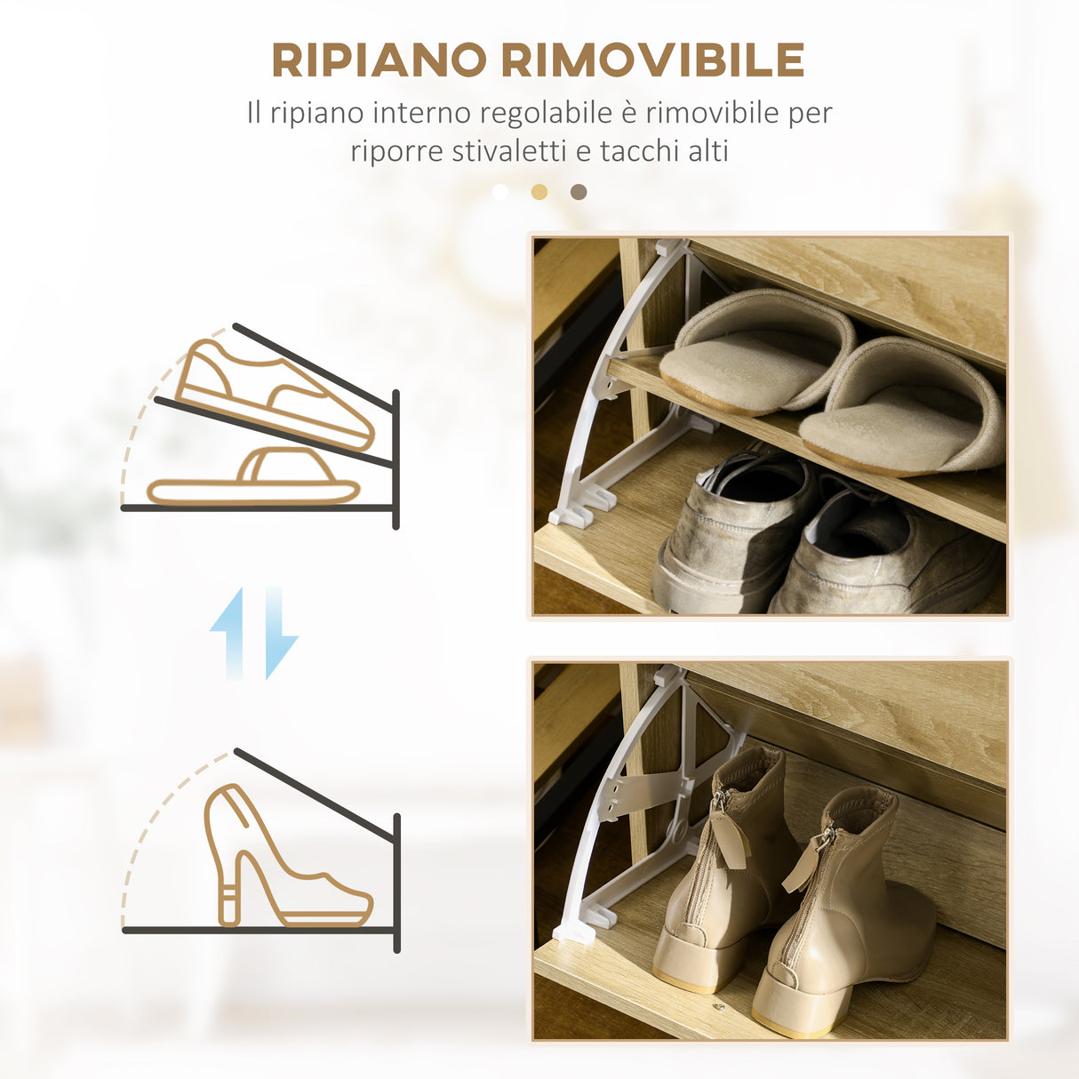 easycomfort easycomfort mobile scarpiera in truciolato con 2 ripiani interni regolabili e 2 cassetti 80x30x91 5 cm