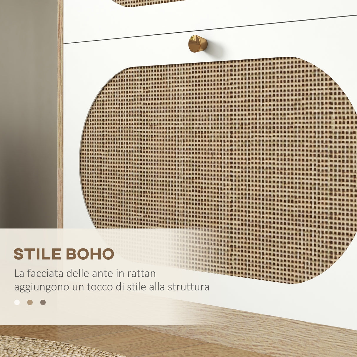 easycomfort easycomfort scarpiera stile boho in rattan truciolato e mdf con 3 ripiani regolabili per 18 paia max 60x24x115 cm