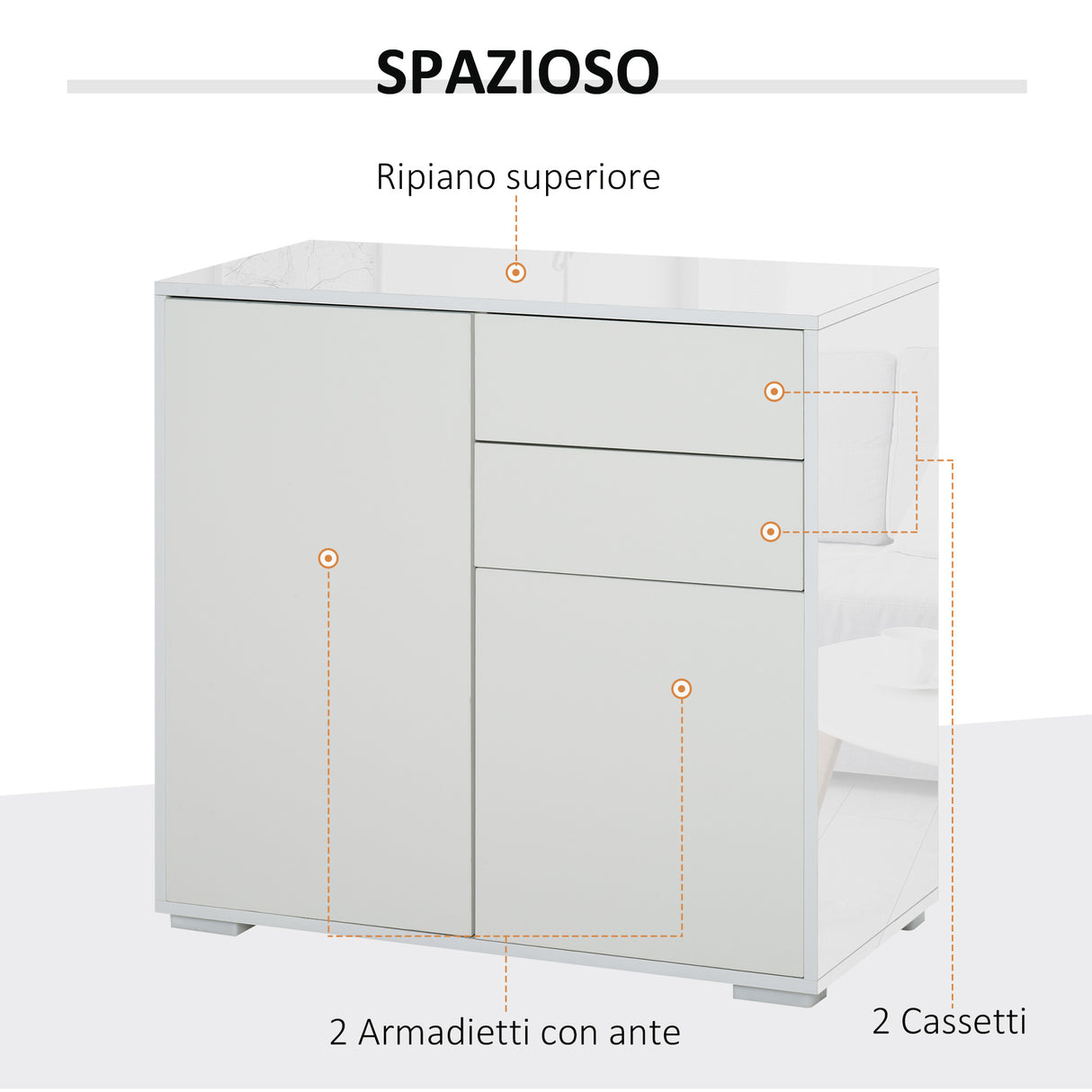 easycomfort easycomfort mobiletto armadietto multiuso 2 cassetti e 2 armadietti apertura a pressione mobile per soggiorno cucina ufficio
