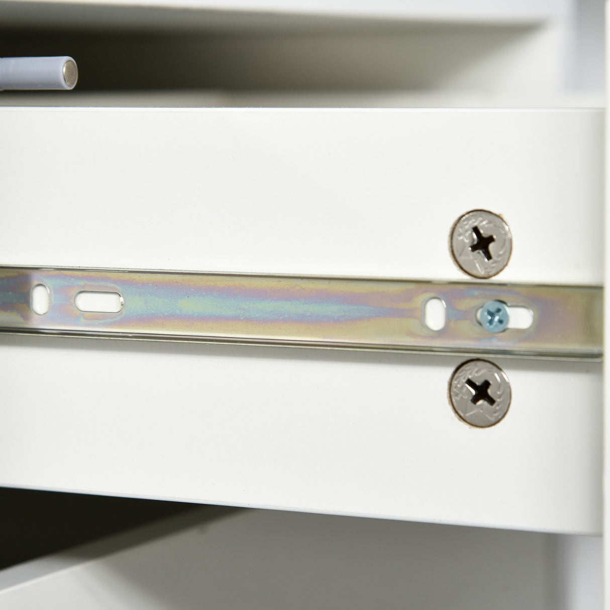 easycomfort easycomfort mobiletto multiuso in legno bianco con 2 cassetti e 2 armadietti con apertura a pressione 117x36x74 cm ean 8054111844659