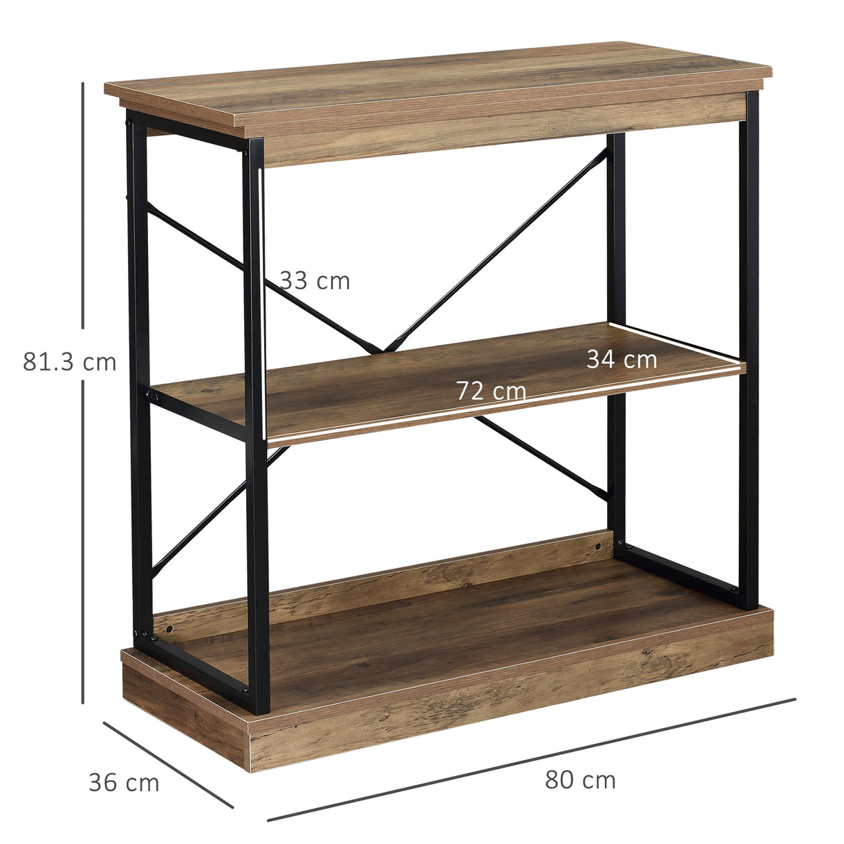 easycomfort easycomfort scaffale libreria in stile industriale mobile multiuso in legno marrone e metallo nero 80x36x81 3cm