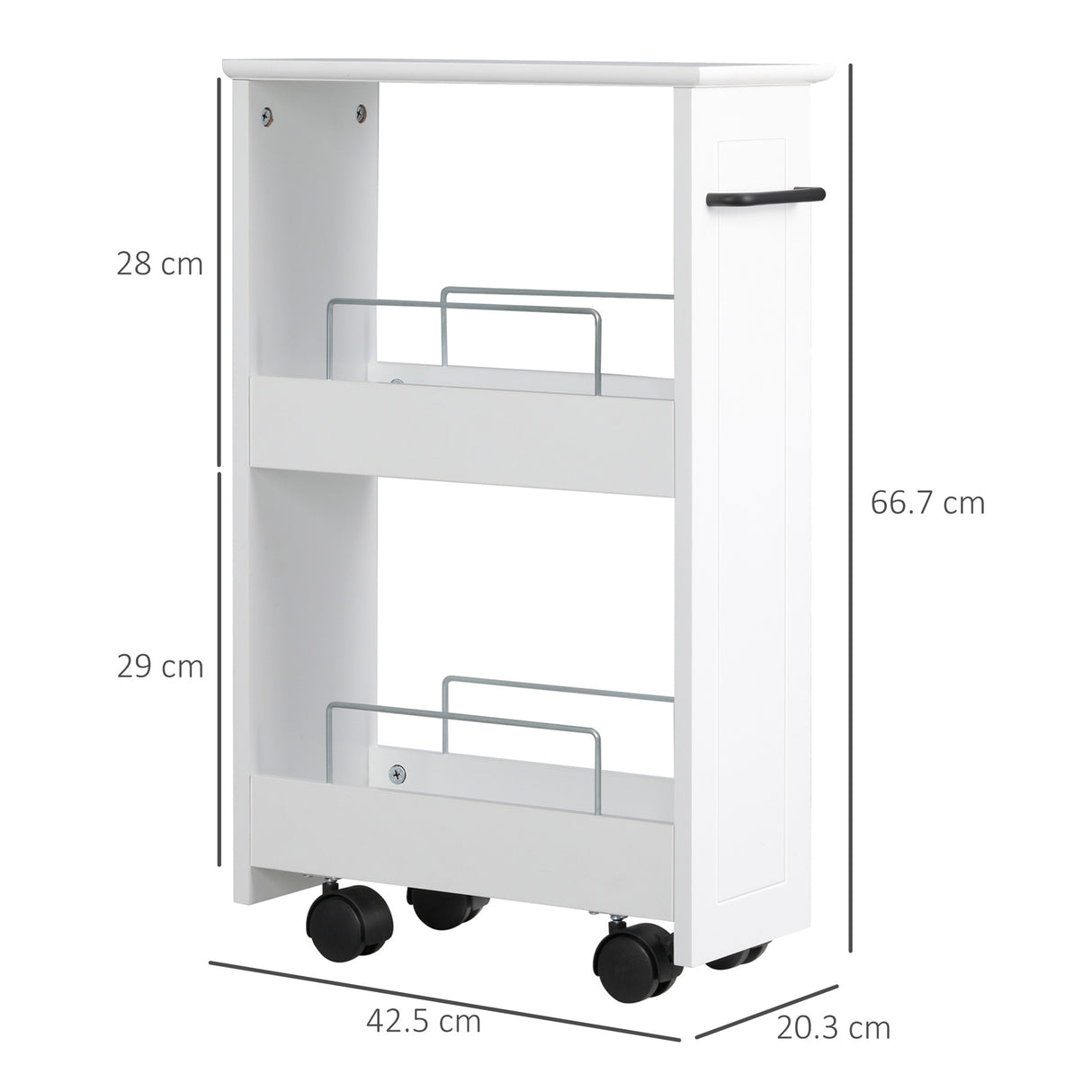 easycomfort easycomfort carrello salvaspazio multiuso in legno mdf e ruote 42 5x20 3x66 7cm bianco