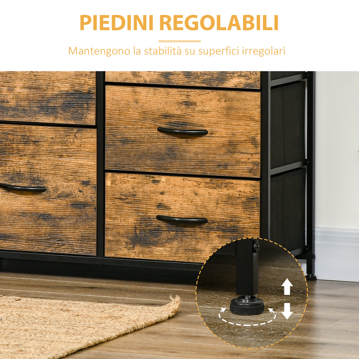 easycomfort easycomfort mobile cassettiera con 5 cassetti in tessuto pieghevoli stile industriale 83 5x29x87cm marrone