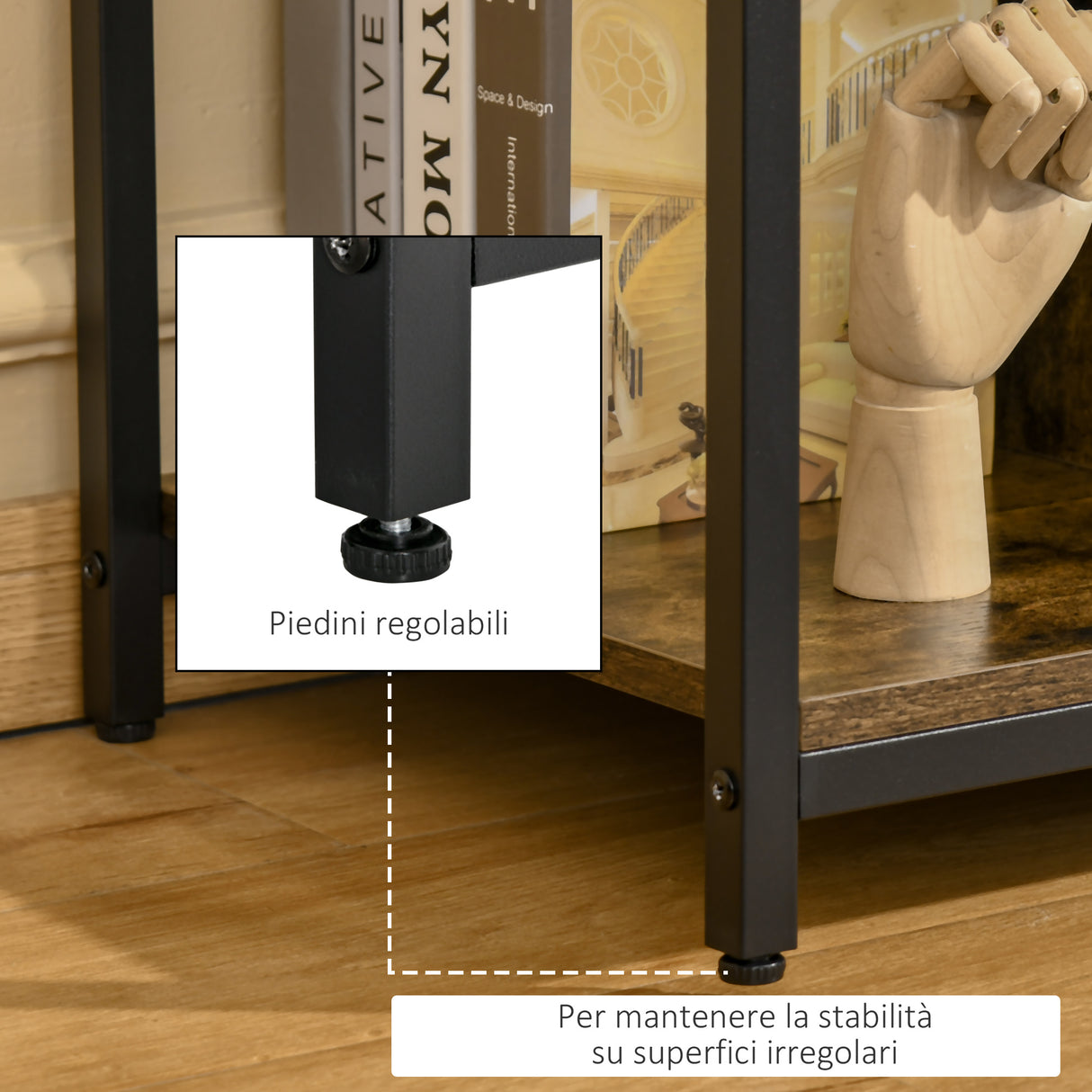 easycomfort easycomfort mobile tv da salotto in stile industriale legno e acciaio 110x40x50cm