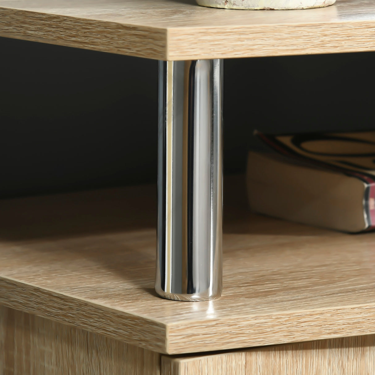 easycomfort easycomfort mobile tv moderno con 2 ripiani fori passacavi e 2 armadietti in mdf 105x40x55cm rovere