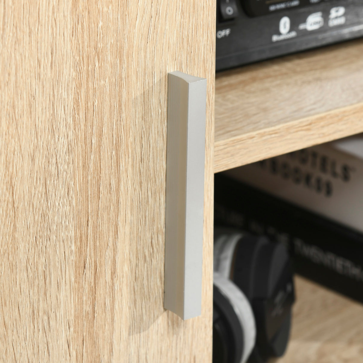 easycomfort easycomfort mobile tv moderno con 2 ripiani fori passacavi e 2 armadietti in mdf 105x40x55cm rovere